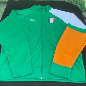 VTG Authentic UMBRO Ireland National Soccer Team Large Full Zip Track Jacket